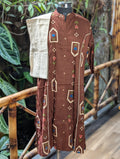 Cotton Brown Kurta With Cream Bottom