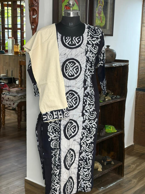 Batik Print Navy Blue And Cream