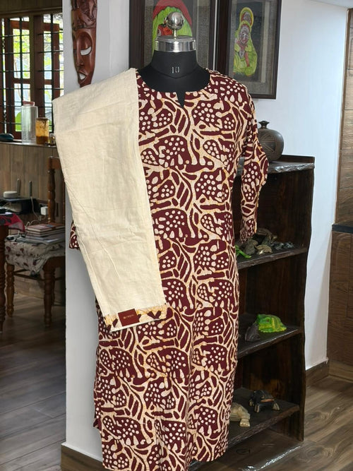 Batik Print Maroon And Cream