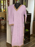 Khadi Lavender Kurtha With Mirror Work