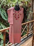 Bombay Rayon Peach With Embroidery&Mirrorwork