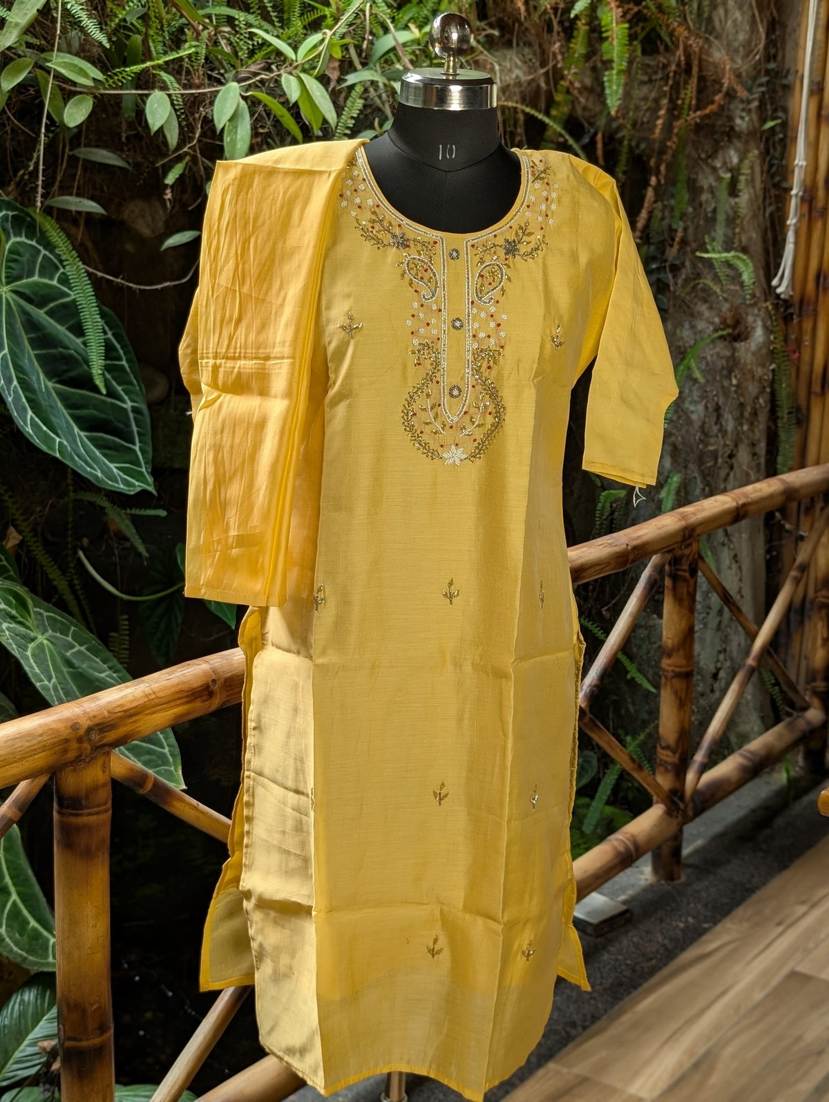 Yellow With Beads Work