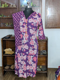 Cotton Violet Flowerprint Kurtha