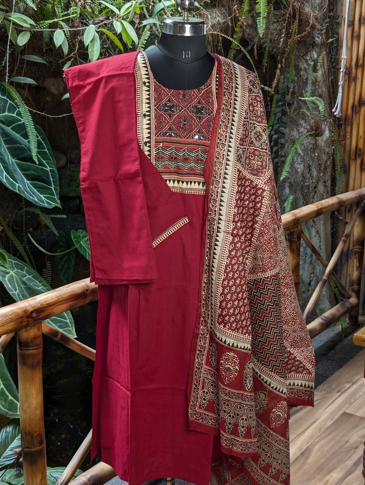 Cotton Maroon 3Pcs