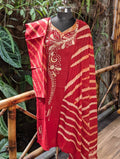 Cotton Maroon Batik Print Kurta 3Pcs