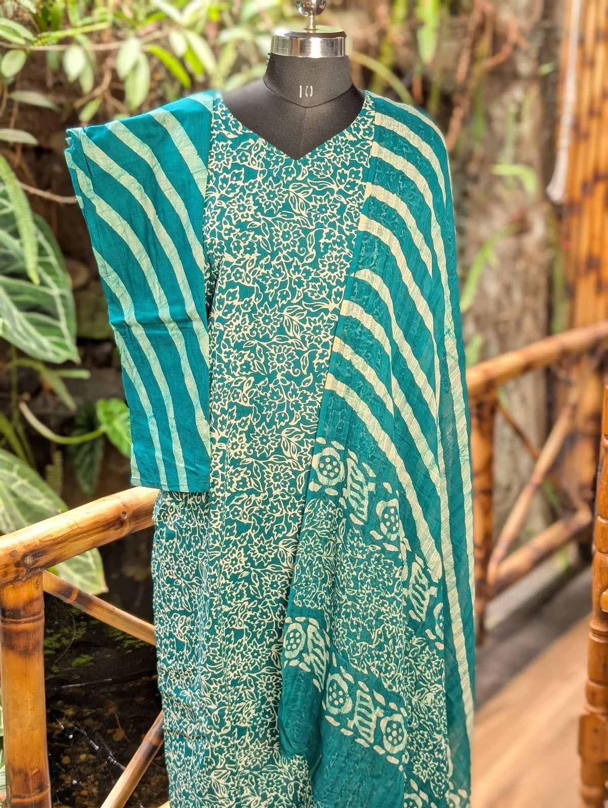 Green And White 3Pcs Cotton