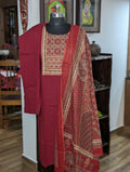 Maroon With Printed Shawl