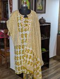 Mustard Yellow And Cream Mirror Work