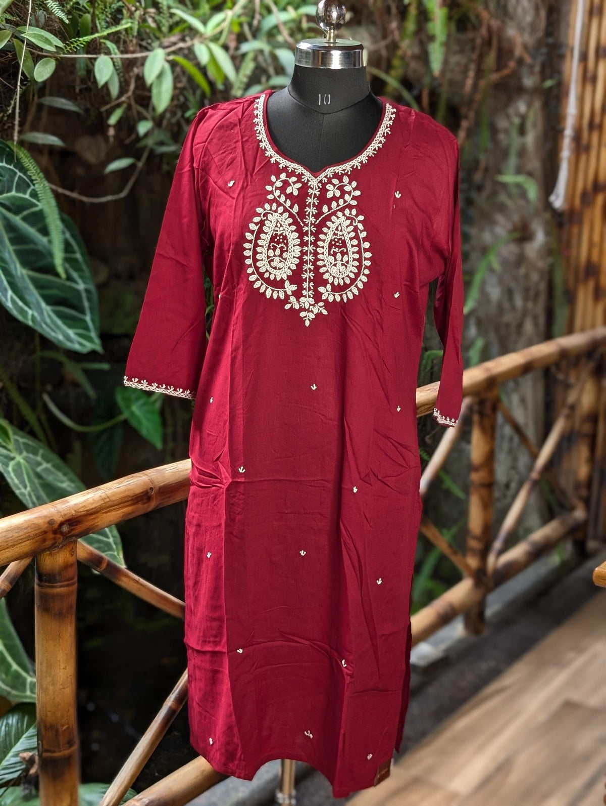 Chikankari Maroon Kurti