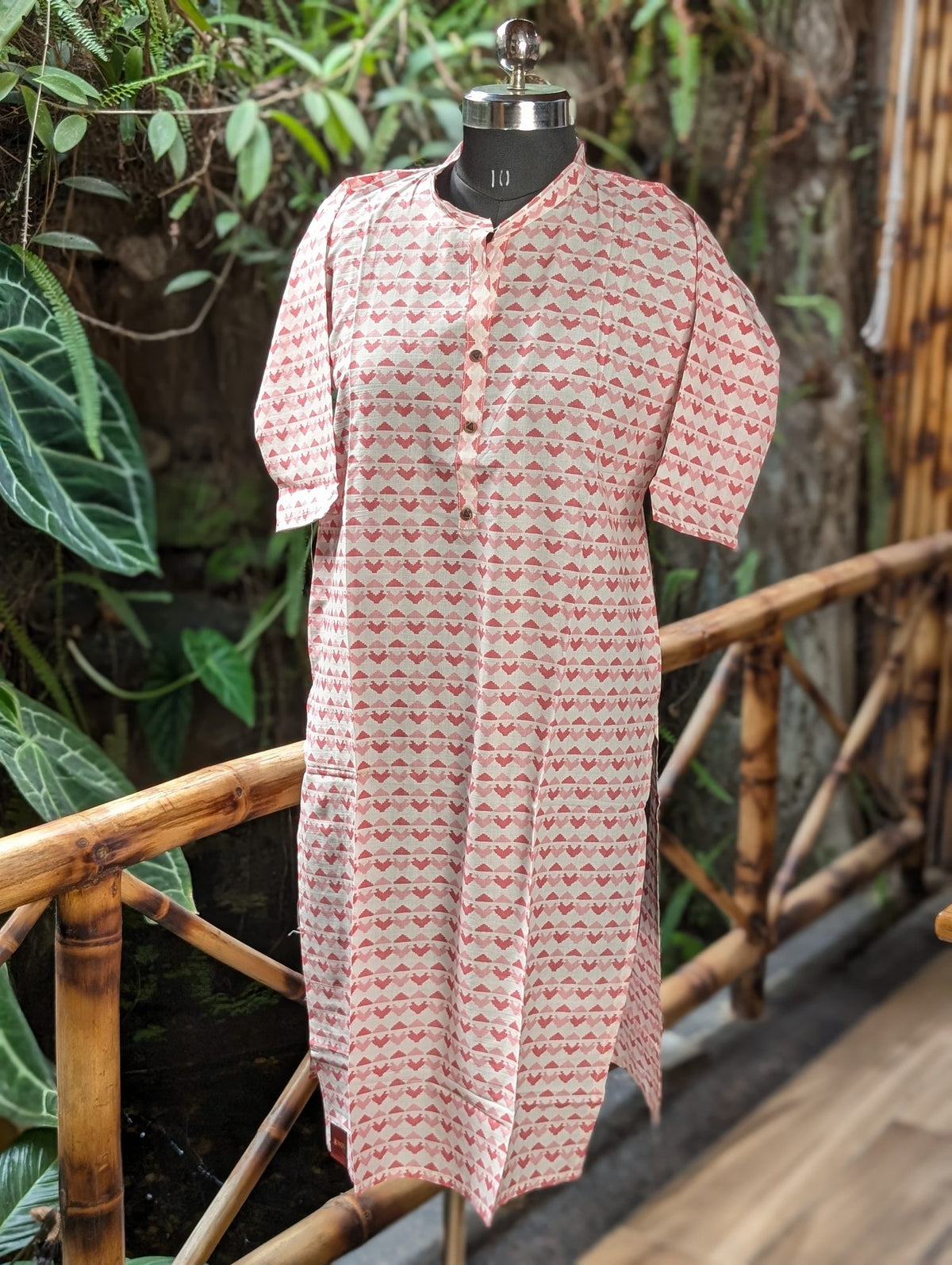 Cooton Pink And White Kurti