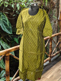 Green Kurta With Cream Overcoat