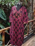 Cotton Black And Pink Kurta With Kantha Work