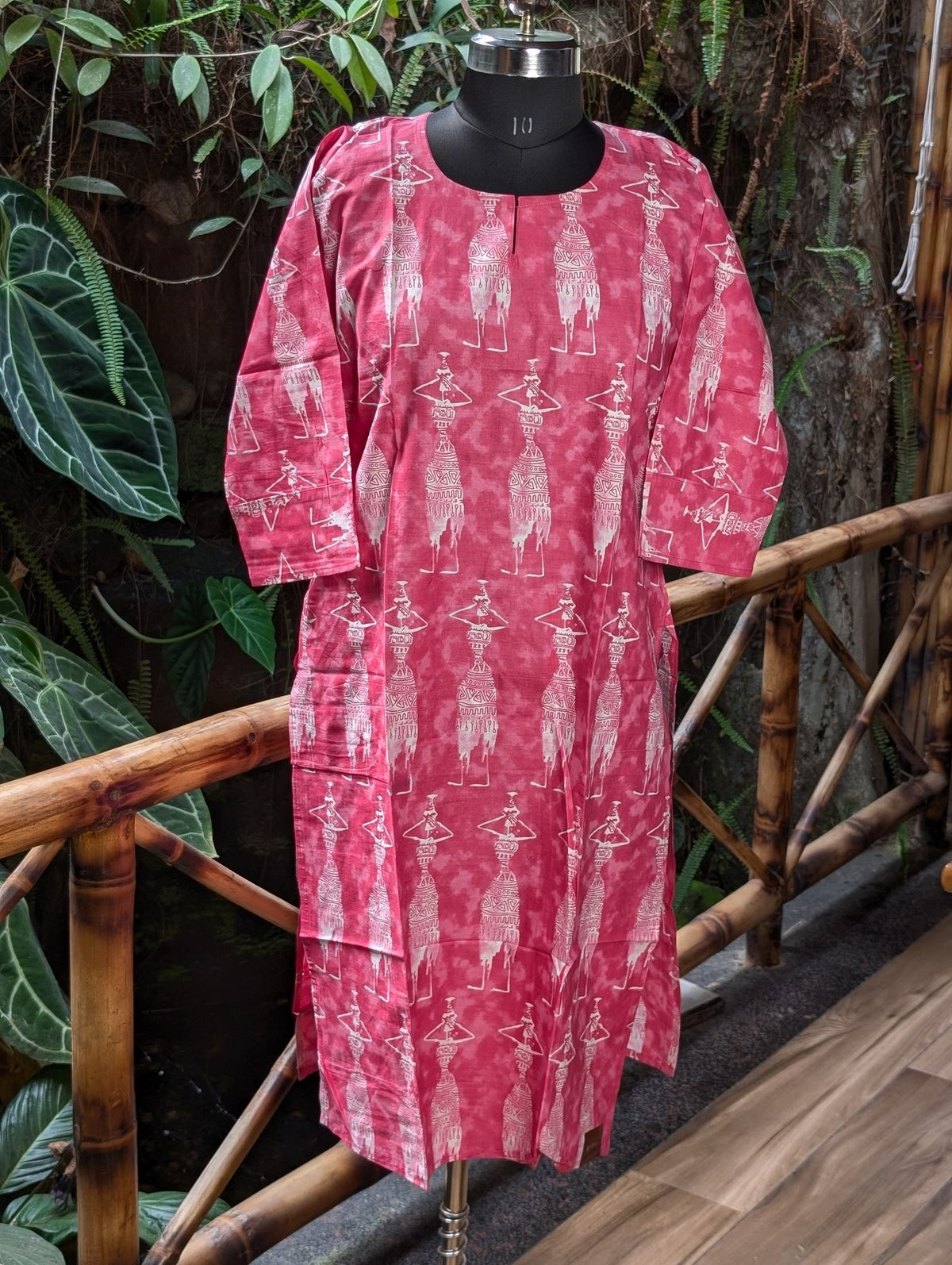 Cotton Pink And White Kurta