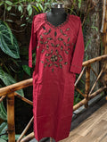 Cotton Maroon Kurta