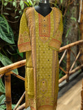 Roman Silk Green And Brick Red Kurta