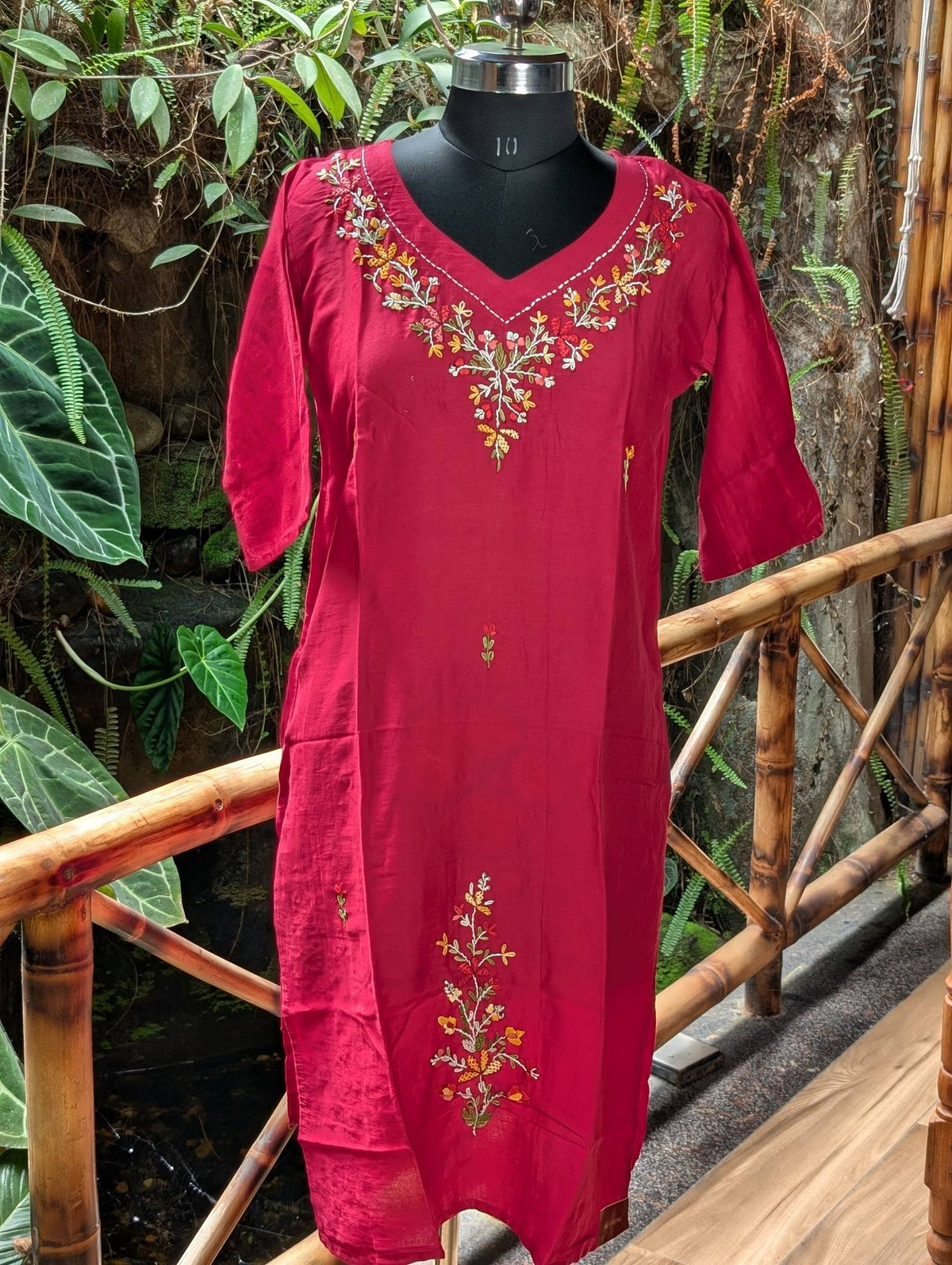 Pink Cotton Kurta Embroidery