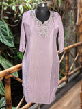 Chinon Lavender Kurta With Beads Work