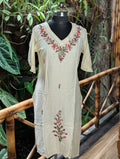 Cotton Off White Kurta Embroidery