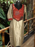 Mushroom Modal Kurta Red And Cream