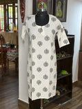 Cotton White Kurta With Black Print
