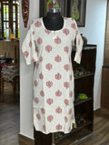 Cotton White Kurta With Red Print