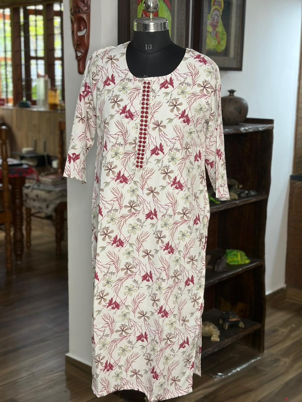 Bombay Rayon White Kurta With Beads Work
