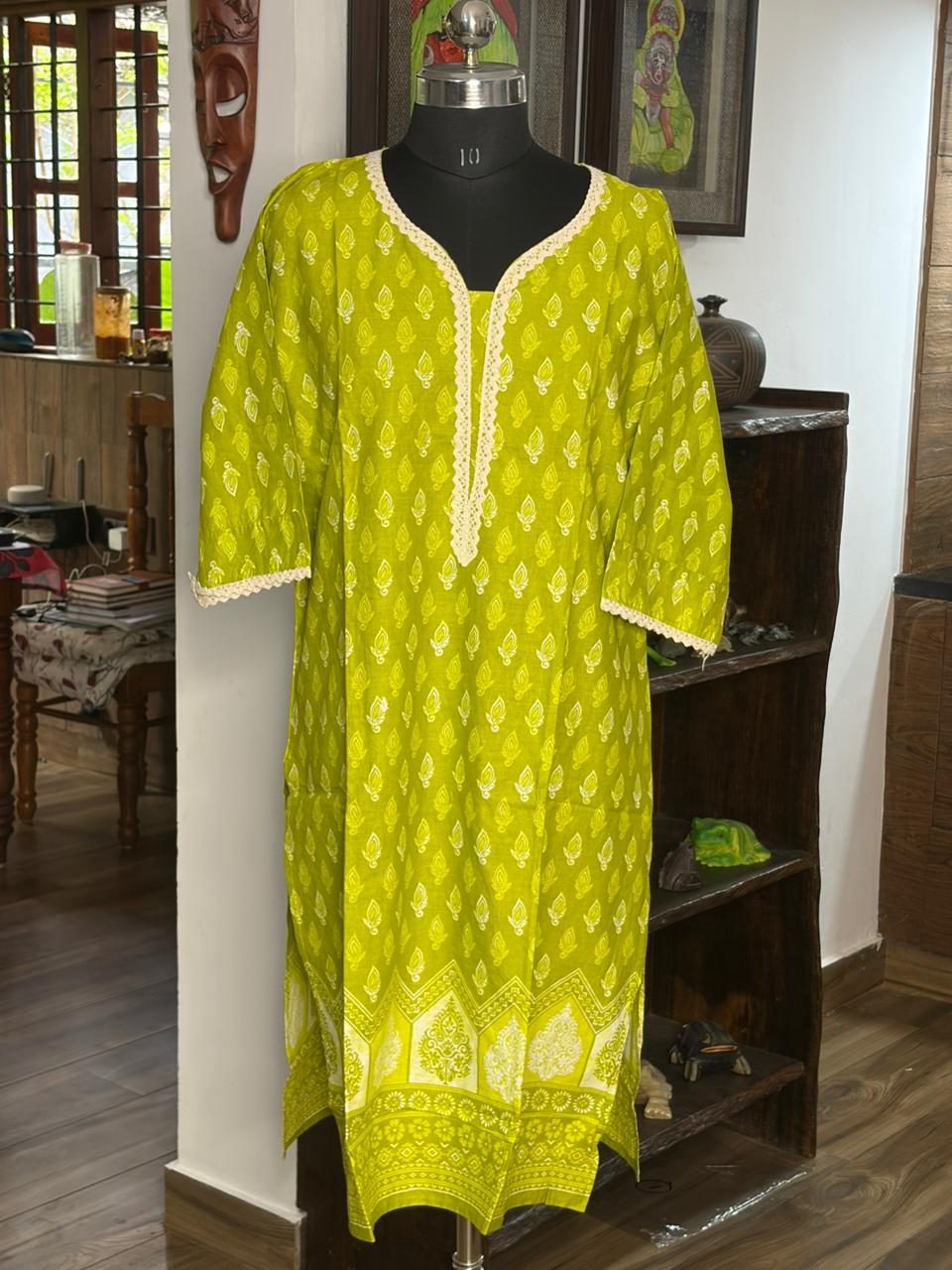 Cotton Parrotgreen With Lacework