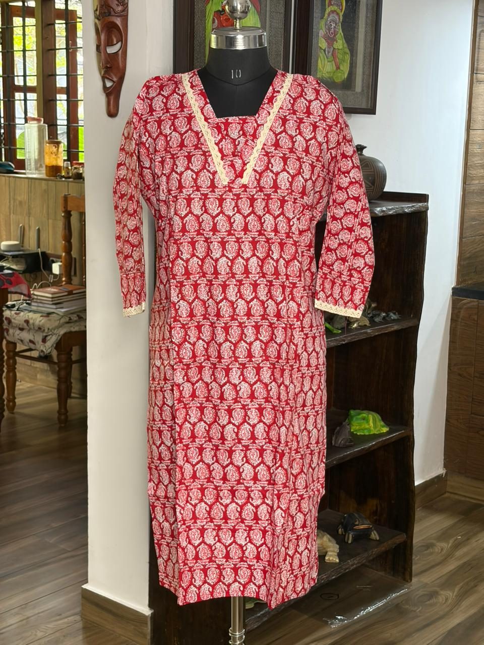 Cotton Red With Lacework