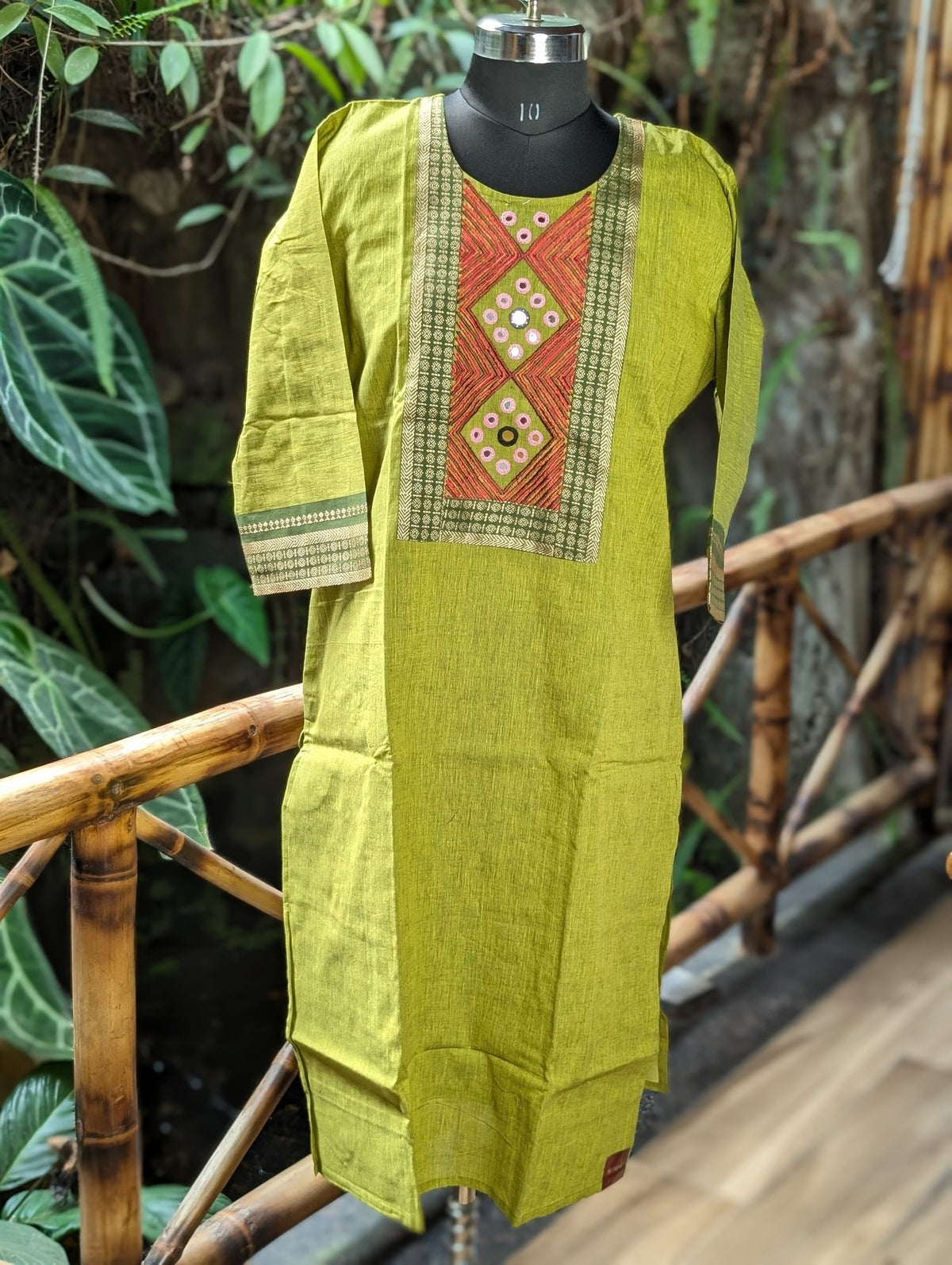 South Cotton Green With Mirror &Embroidery