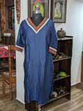 Navy Blue With Print &Lace Work