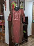 Cotton Brown Kurta With Chinese Collar