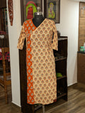Cream And Orange Angraka Kurti