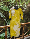 Cotton Yellow Kurti With Kantha Work