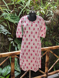 Cotton White Kurti With Pink Flower Print