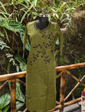 Cotton Forest Green With Black Applique