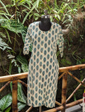Cotton Cream With Blue Flower Kurti