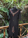 Cotton Black Kurti With Embroidery