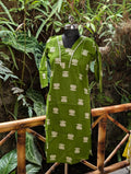 Cotton Green Kurti With Human Motiff