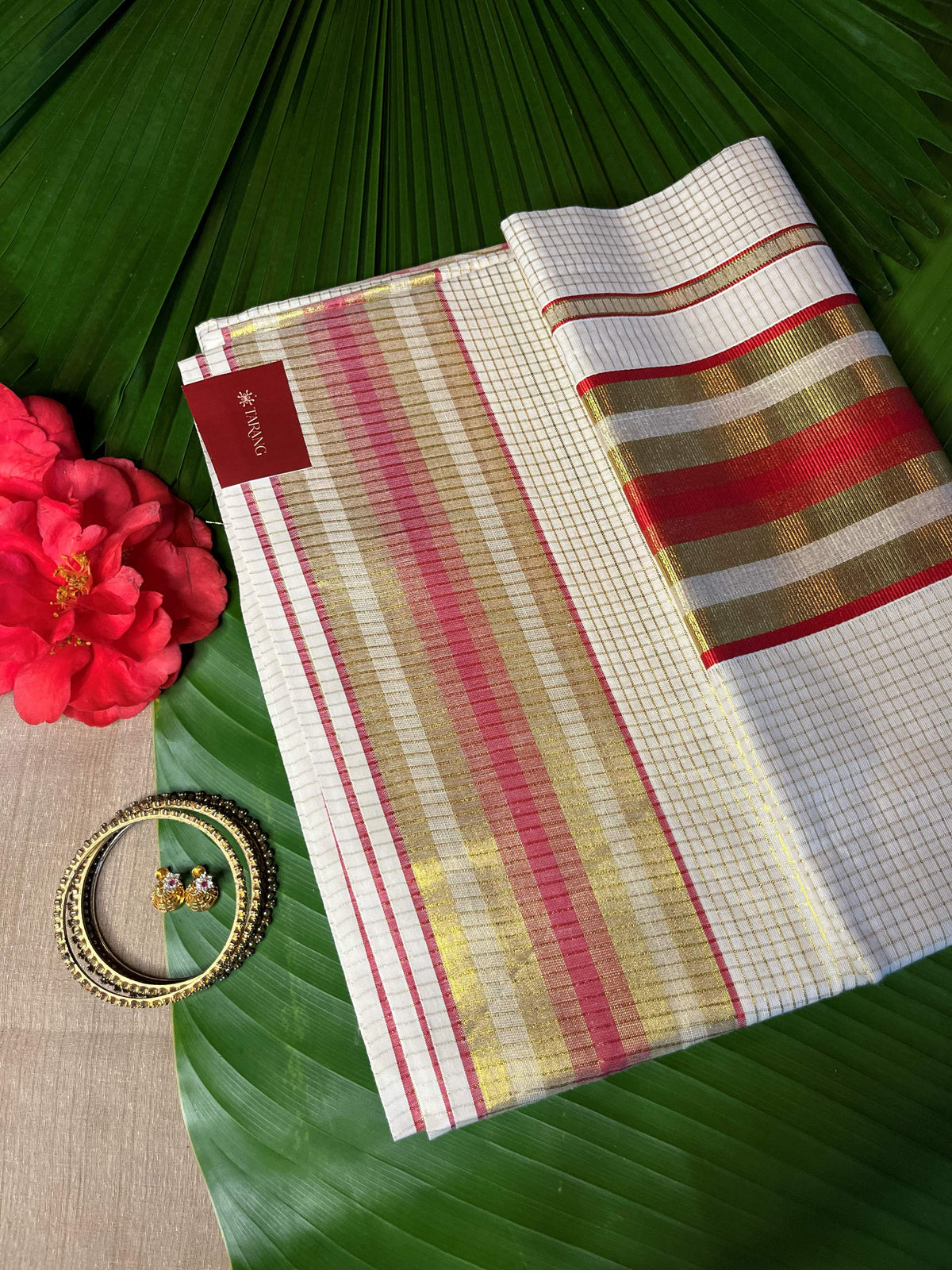 SCARLET CHECK SETSAREE