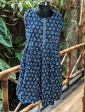Cotton  Indigo Sleeveless Frock Kurta
