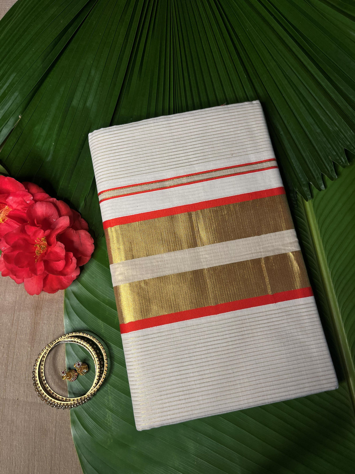 SCARLET STRIPED SETSAREE