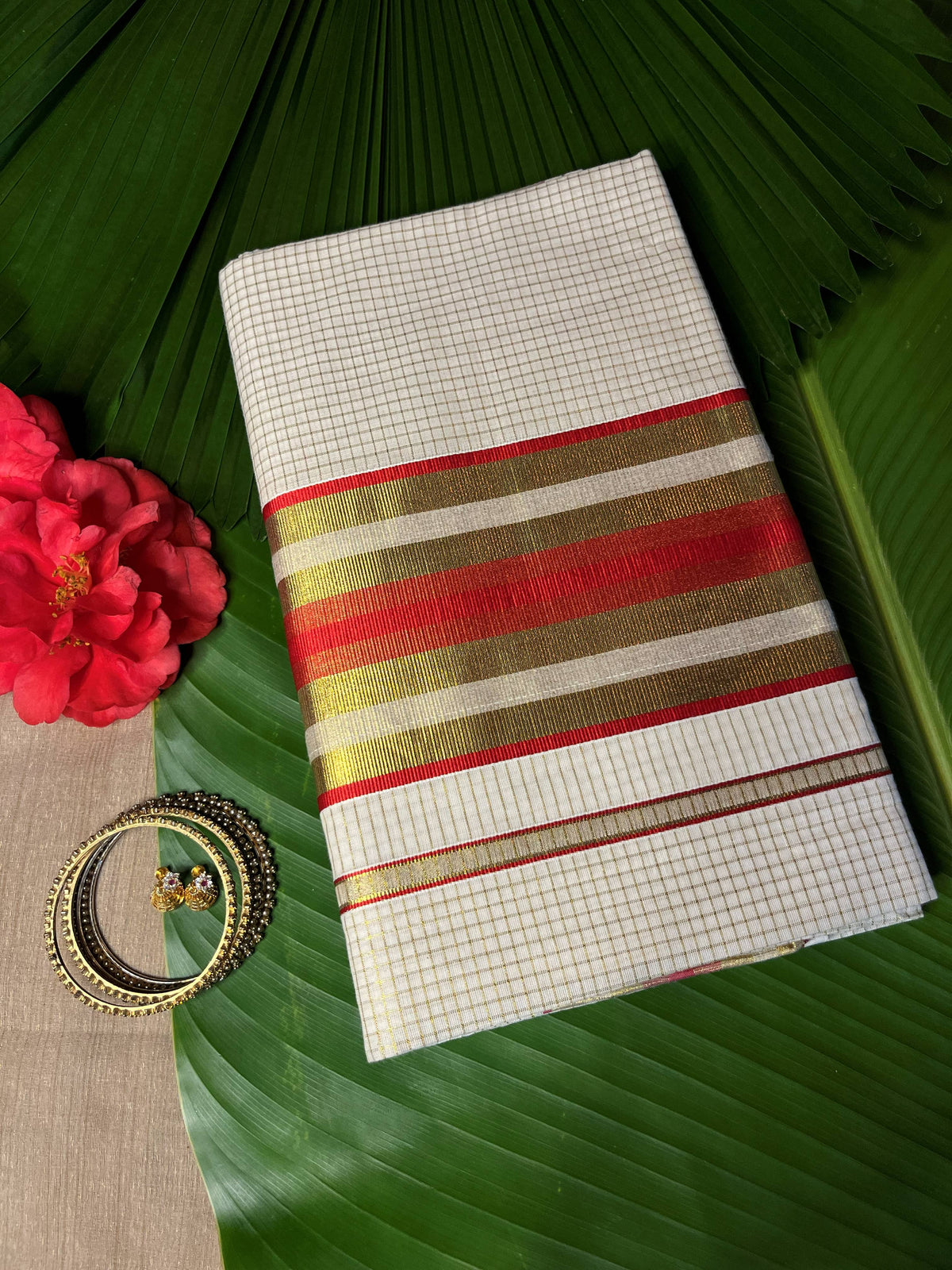 SCARLET CHECK SETSAREE