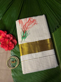RED FLORAL STRIPED SETSAREE
