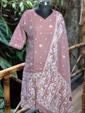 Jamdani Onion Pink Kurti And Shawl