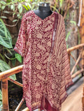 Linen Dhupatta Set Maroon Kurti With Pocket And Shawl