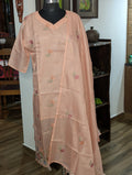 Peach Kotta Kurthi With Shawl
