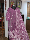 Onion Pink Jamdani Kurthi With Shawl