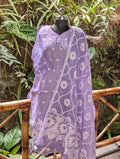 Lavender Jamdani Kurtha With Printed Shawl