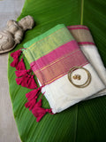 SOFT GREEN AND PINK ZARI WEAVE