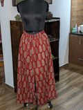 Red Palazo With Block Print